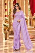 Pure Prada Silk Saree with Unstitched Blouse(Lavender)