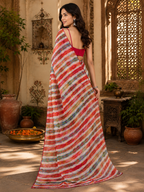 Soft Georgette Party Wear Saree With Unstitched Blouse(Multicolor)