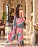 Premium Georgette Bandhani  Embroidery Zari Sequence Work Saree (Peach)