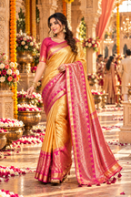 Soft Banarasi Tissue Silk Saree With Unstitched Blouse(Mustard)
