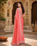 Satin Embroidery Work Saree With Unstitched Blouse(Pink)