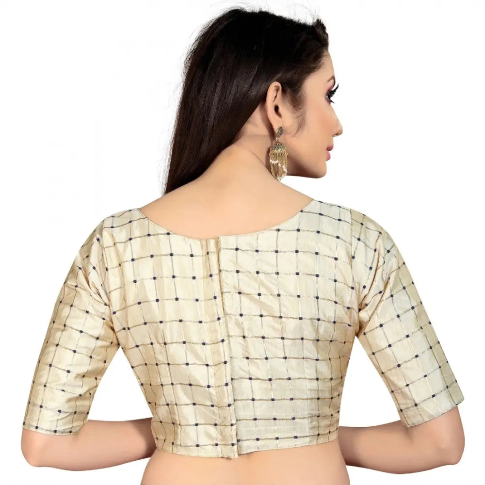 Women's Brocade, Inner-Cotton Full Stitched Padded Blouse (Chiku ) Kashvii