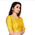 Load image into Gallery viewer, Women's Brocade, Inner-Cotton Full Stitched Padded Blouse (Yellow ) Kashvii
