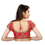 Load image into Gallery viewer, Women's Brocade, Inner-Cotton Full Stitched Padded Blouse (Red) Kashvii

