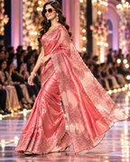 Primium Space Silk Thread Lace Border Saree with Unstitched Blouse (Pink)