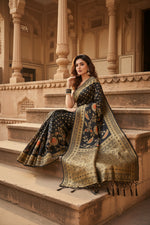 Load image into Gallery viewer, Women's Banarasi Silk Saree (Black, 5-6mtrs) Kashvii
