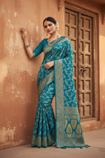 Load image into Gallery viewer, Women's Banarasi Silk Saree (Sky blue, 5-6mtrs) Kashvii
