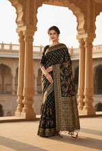 Load image into Gallery viewer, Women's Banarasi Silk Saree (Black, 5-6mtrs) Kashvii
