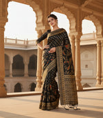 Load image into Gallery viewer, Women's Banarasi Silk Saree (Black, 5-6mtrs)
