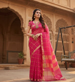 Load image into Gallery viewer, Women's Kota Doria Cotton Saree With Blouse (Rani,6-3 Mtrs)
