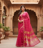 Load image into Gallery viewer, Women's Kota Doria Cotton Saree With Blouse (Rani,6-3 Mtrs)
