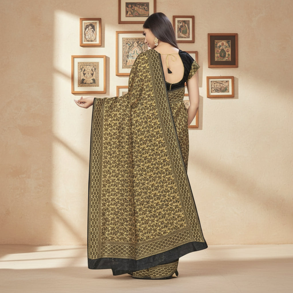Women's Banarasi Silk Saree (Black,5-6 Mtrs) Kashvii