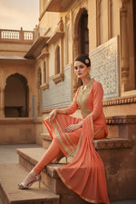 Load image into Gallery viewer, Women's Chanderi Unstitched Salwar Suit-Material With Dupatta (Orange,2.2 Mtrs) Kashvii
