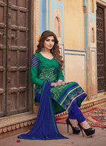 Load image into Gallery viewer, Women's Glaze Cotton Unstitched Salwar Suit-Material With Dupatta (Green,2.2 Mtrs) Kashvii
