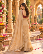 Rangoli Silk Saree With Unstitched Blouse(Beige)