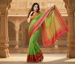Load image into Gallery viewer, Women's Kota Doria Cotton Border Saree With Blouse (Light Green, 5-6 Mtrs) Kashvii
