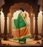 Load image into Gallery viewer, Women's Kota Doria Cotton Border Saree With Blouse (Green, 5-6 Mtrs) Kashvii
