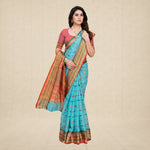 Load image into Gallery viewer, Women's Kota Doria Cotton Woven Butta Saree With Blouse (Sky Blue, 5-6 Mtrs) Kashvii
