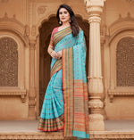 Load image into Gallery viewer, Women's Kota Doria Cotton Woven Butta Saree With Blouse (Sky Blue, 5-6 Mtrs) Kashvii
