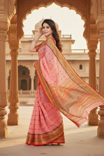 Load image into Gallery viewer, Women's Kota Doria Cotton Woven Butta Saree With Blouse (Pink, 5-6 Mtrs) Kashvii
