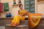 Load image into Gallery viewer, Women's Kota Doria Cotton Border Saree With Blouse (Yellow, 5-6 Mtrs) Kashvii
