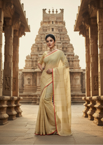 Load image into Gallery viewer, Women's Kota Doria Cotton Checked Saree With Blouse (Beige, 5-6 Mtrs) Kashvii
