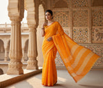 Load image into Gallery viewer, Women's Kota Doria Cotton Checked Saree With Blouse (Yellow, 5-6 Mtrs) Kashvii
