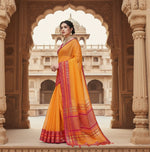 Load image into Gallery viewer, Women's Kota Doria Cotton Bordered Saree With Blouse (Gold, 5-6 Mtrs) Kashvii
