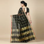 Load image into Gallery viewer, Women's Kota Doria Cotton Checked Saree With Blouse (Black, 5-6 Mtrs) Kashvii
