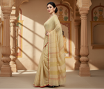 Load image into Gallery viewer, Women's Kota Doria Cotton Checked Saree With Blouse (Beige, 5-6 Mtrs) Kashvii
