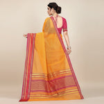 Load image into Gallery viewer, Women's Kota Doria Cotton Bordered Saree With Blouse (Gold, 5-6 Mtrs) Kashvii
