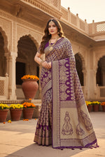 Load image into Gallery viewer, Women's Jacquard Silk Kanjivaram Jacquard Silk Saree With Blouse (Jamli, 5-6 Mtrs)
