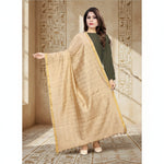Load image into Gallery viewer, Women's Cotton Jari Woven Work Dupatta (Beige, Length:2-2.4 mtr) Kashvii
