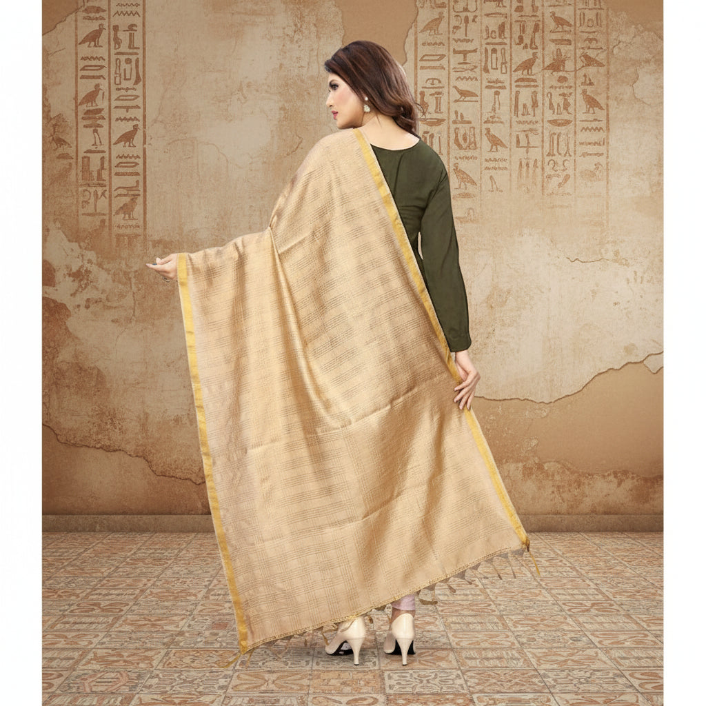 Women's Cotton Jari Woven Work Dupatta (Beige, Length:2-2.4 mtr) Kashvii