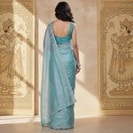 Load image into Gallery viewer, Women's Jimmy choo Embellished Bollywood Saree With Unstitched Blouse 5.5Mtr (Light Blue) Kashvii
