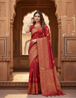 Load image into Gallery viewer, Women's Banarasi Silk Saree With Blouse (Peach, 5-6Mtrs) Kashvii
