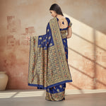 Load image into Gallery viewer, Women's Banarasi Silk Saree With Blouse (Navy Blue, 5-6Mtrs) Kashvii
