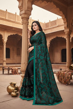 Load image into Gallery viewer, Women's Lycra Blend Saree with Blouse (Green, 5-6 Mtrs) Kashvii
