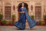 Load image into Gallery viewer, Women's Lycra Blend Saree with Blouse (Blue, 5-6 Mtrs) Kashvii
