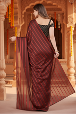 Load image into Gallery viewer, Women's Satin Silk Saree with Blouse (Orange, 5-6 Mtrs)

