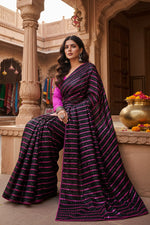Load image into Gallery viewer, Women's Vichitra Saree with Blouse (Pink, 5-6 Mtrs) Kashvii
