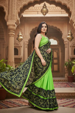 Load image into Gallery viewer, Women's Lycra Blend Saree with Blouse (Pista, 5-6 Mtrs) Kashvii
