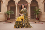 Load image into Gallery viewer, Women's Lycra Blend Saree with Blouse (Mustard, 5-6 Mtrs) Kashvii
