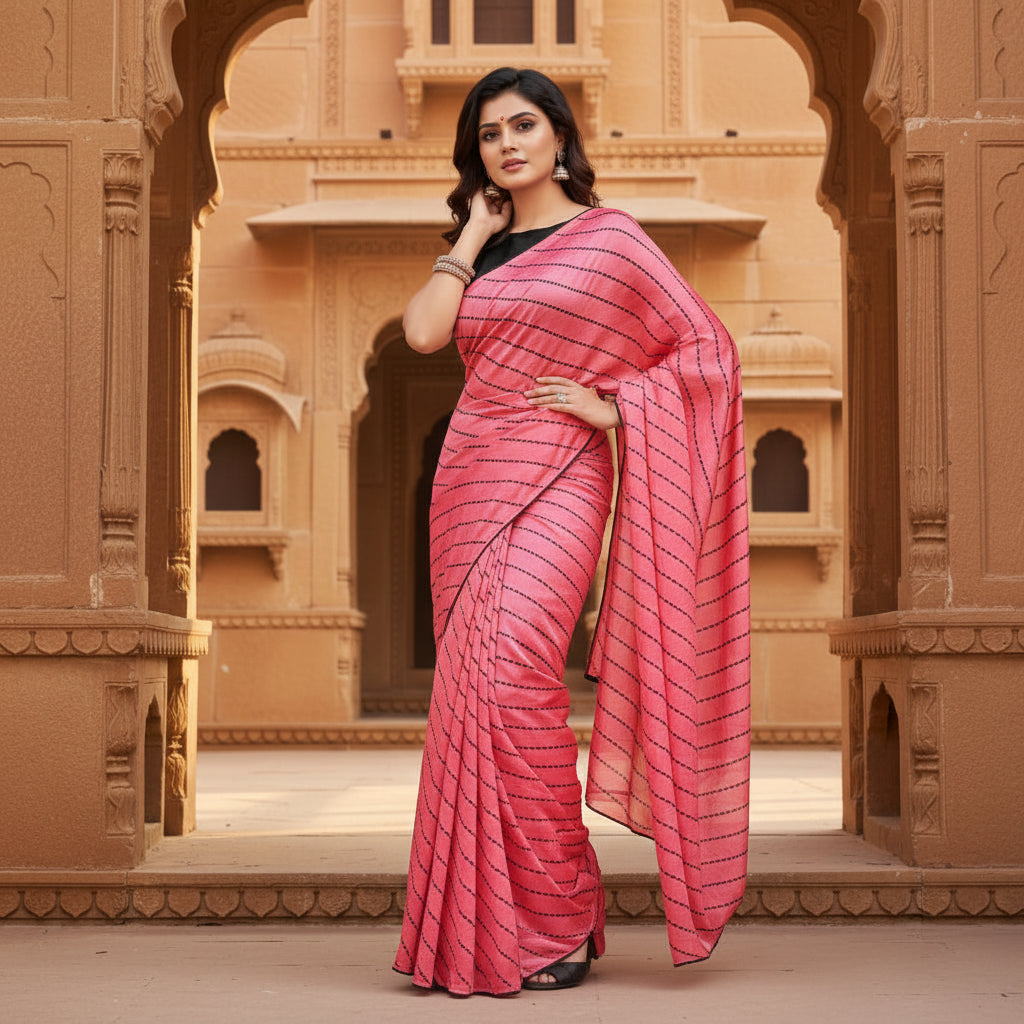 Women's Vichitra Saree with Blouse (Gajari, 5-6 Mtrs) Kashvii