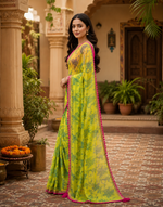 Load image into Gallery viewer, Georgette Printed Saree With Unstitched Blouse(Green)
