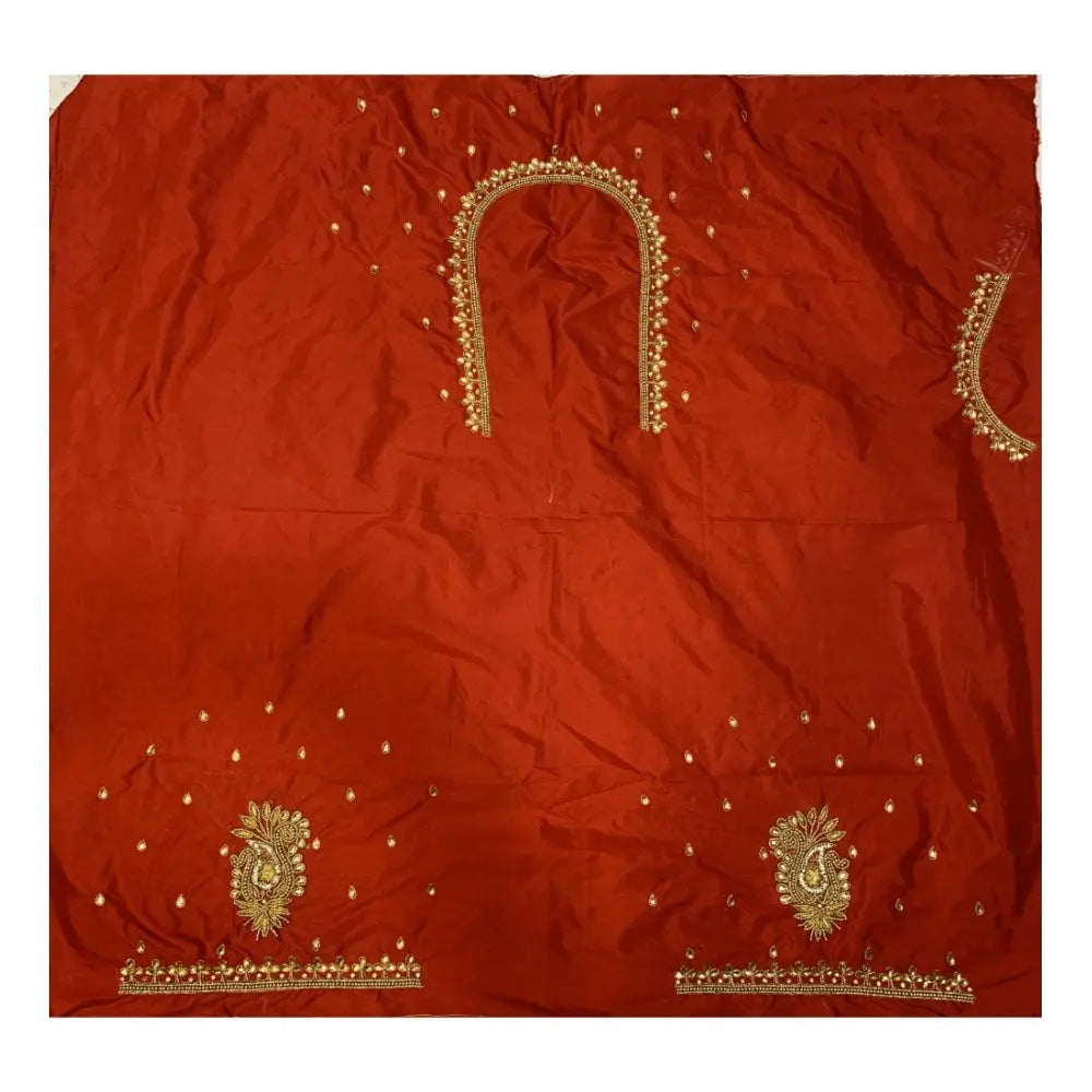 Cotton Silk Self Design Unstitched Blouse Piece (Red, 80-100 cm) Kashvii