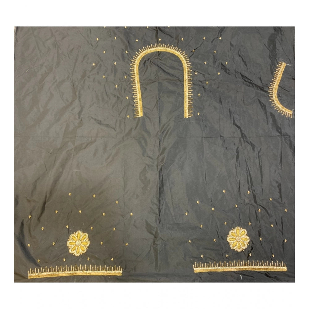 Cotton Silk Self Design Unstitched Blouse Piece (Black, 80-100 cm) Kashvii