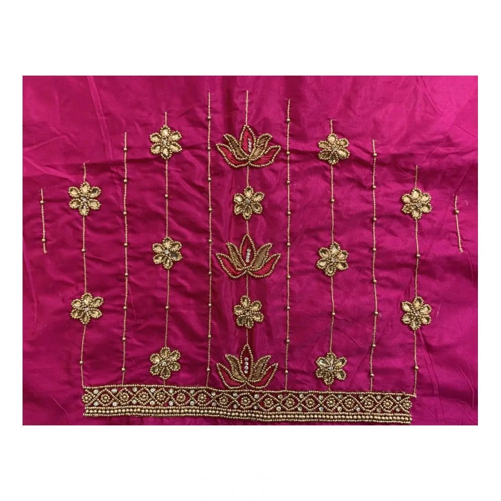 Women's Cotton Silk Self Design Unstitched Blouse Piece (Pink, 80-100 cm) Kashvii