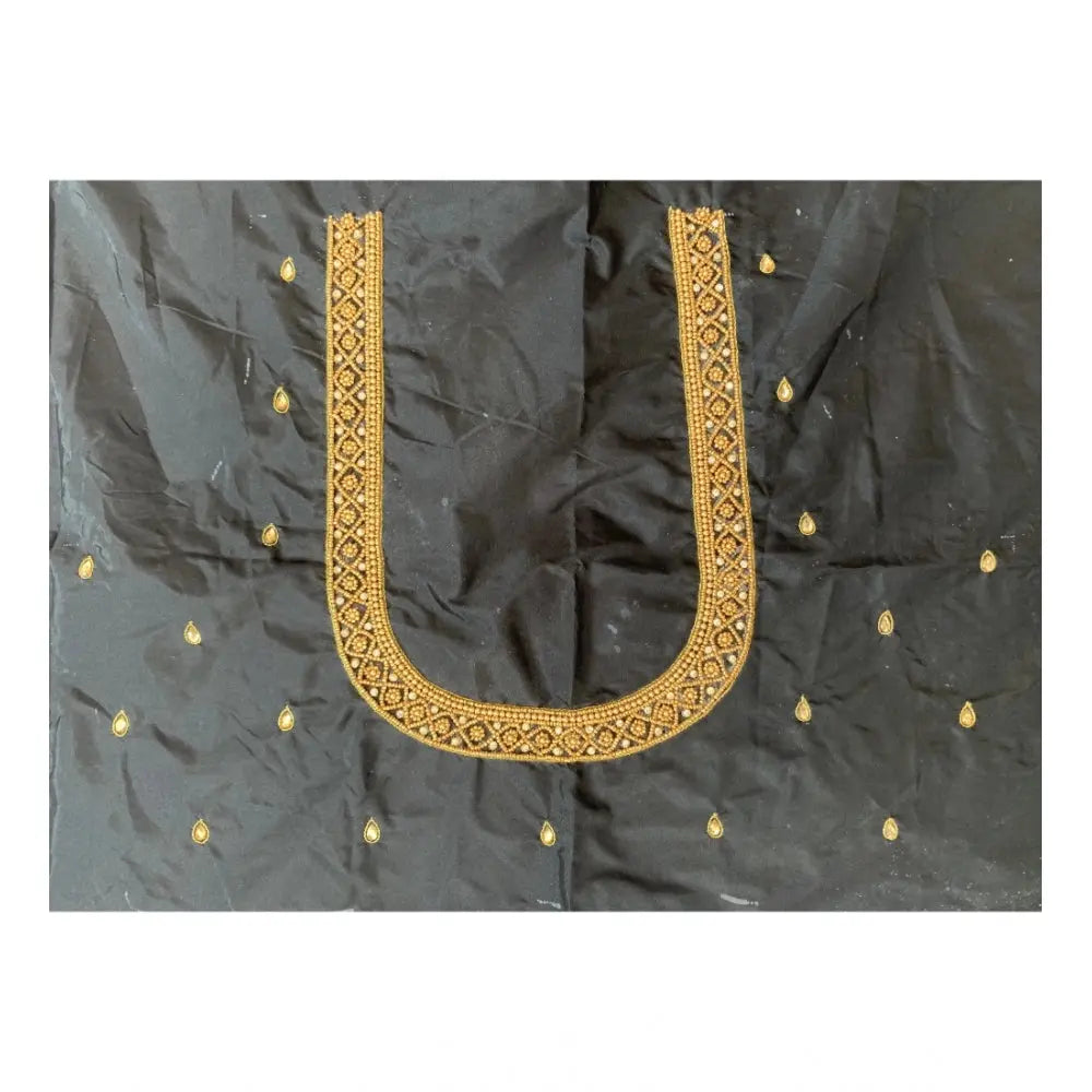 Women's Cotton Silk Self Design Unstitched Blouse Piece (Black, 80-100 cm) Kashvii