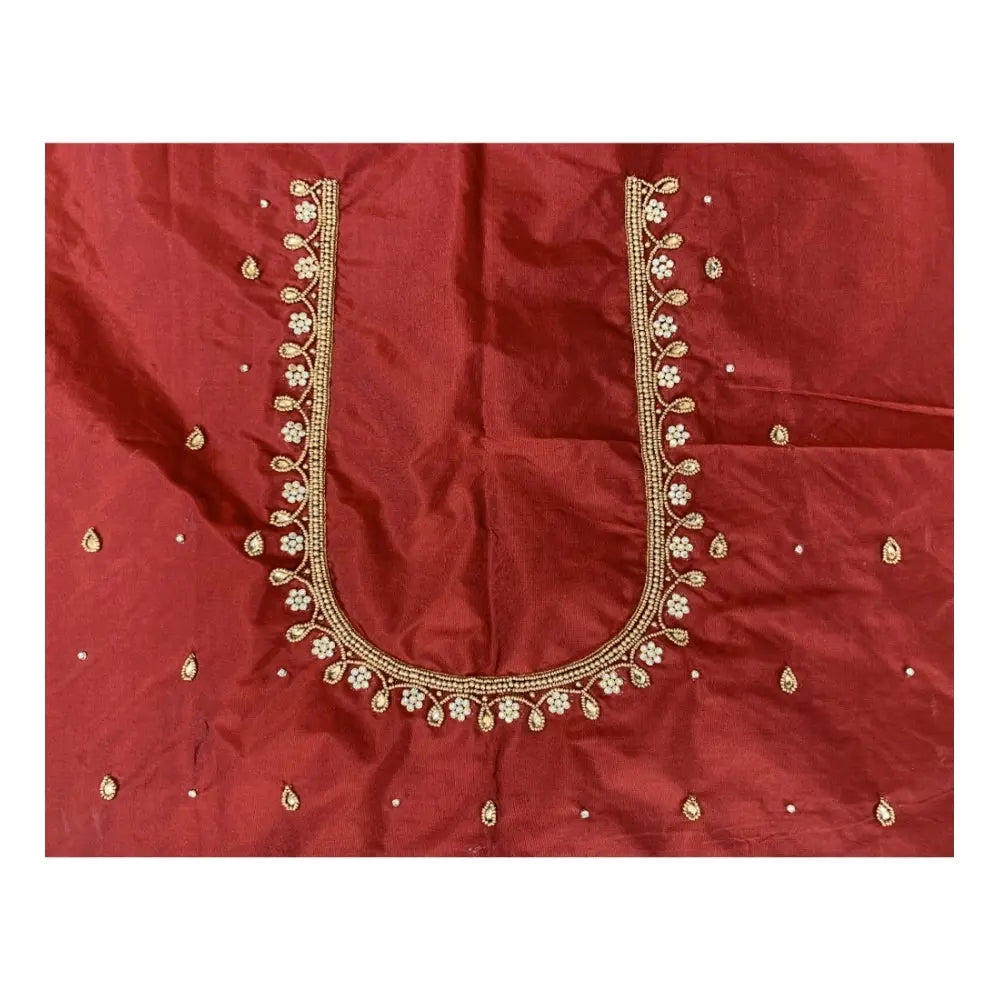 Women's cotton silk self design unstitched blouse piece (maroon, 80 100 cm) kashvii